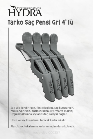 4 Adet Tarko Hydra 2192 Saç Pensi 4 Lü Gri ve ROSIE