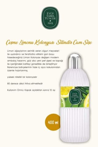 Çeşme Limonu Kolonya Pet ve Cam şişe 400 ml, 1lt klasik limon  ve Rosie Hediye