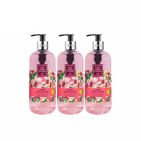 Eyüp Sabri Tuncer Doğal Zeytinyağlı Sıvı Sabun Japon Kiraz Çiçeği 500 ml x 3 Adet