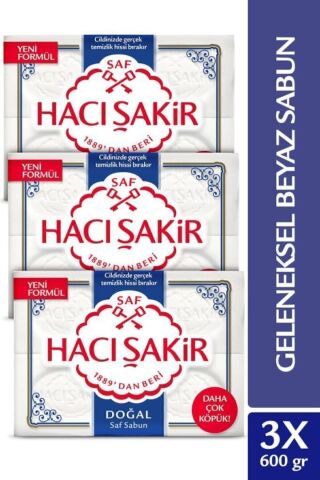 Hacı Şakir Doğal Geleneksel Saf Beyaz Sabun 4x200 gr X3 Adet