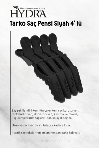 3 Adet Tarko Hydra 2192 Saç Pensi 4 Lü Siyah ve ROSIE