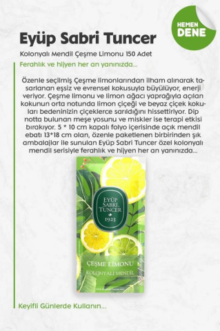 Kolonyalı Mendil 50'li limon X2 ve 150'li, Zeytin Çiçeği Losyon 280 ml ve Rosie