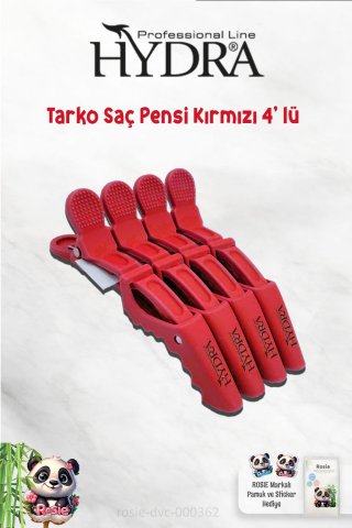 Tarko Hydra 2192 Saç Pensi 4 Lü Kırmızı ve ROSIE