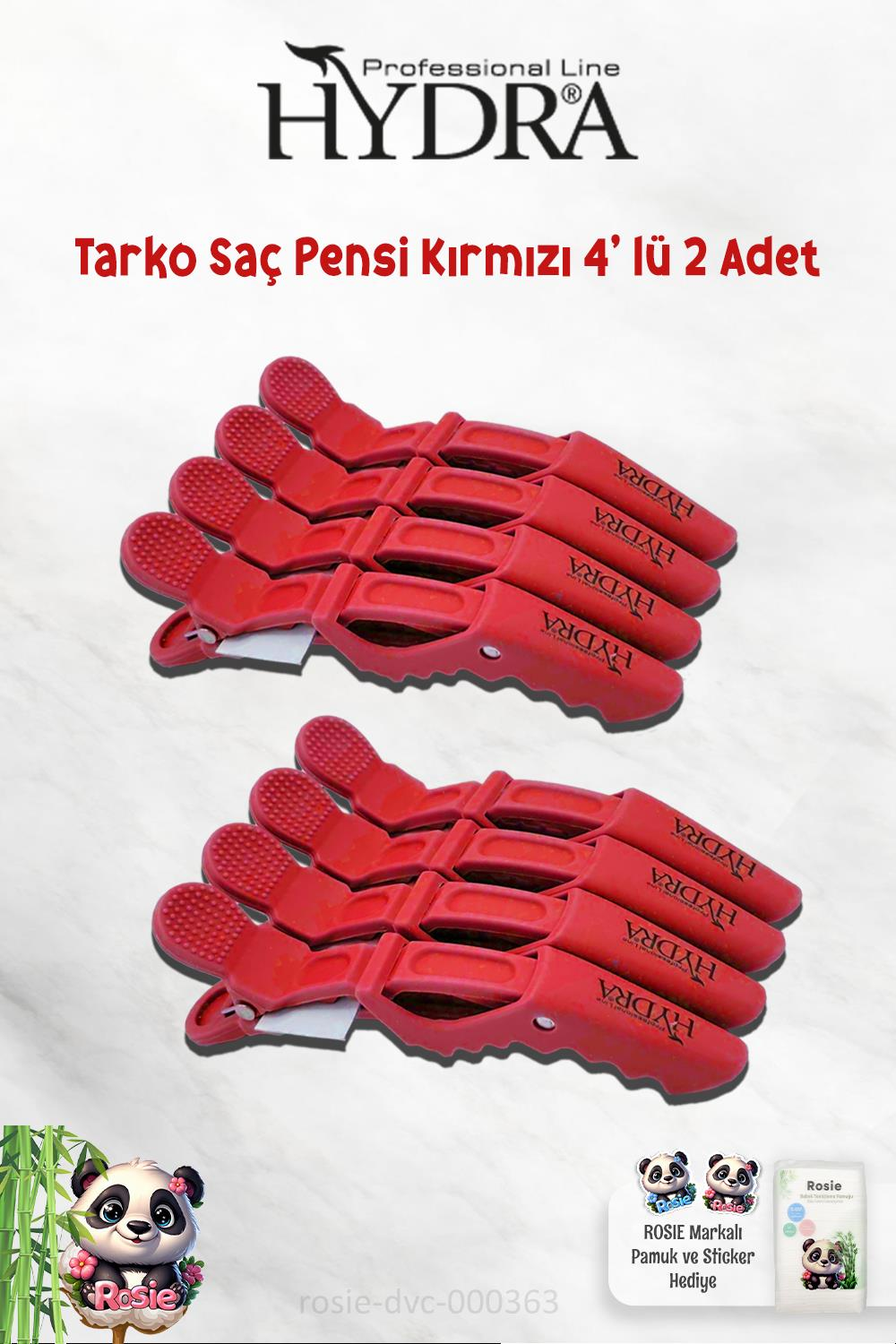 2 Adet Tarko Hydra 2192 Saç Pensi 4 Lü Kırmızı ve ROSIE