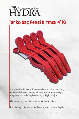 3 Adet Tarko Hydra 2192 Saç Pensi 4 Lü Kırmızı ve ROSIE