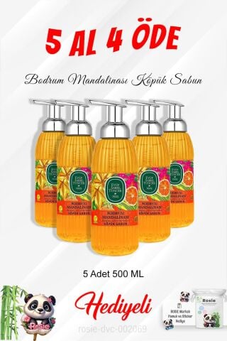 Köpük Sabun 500 ML Bodrum Mandalinası 5 Al 4 Öde ve Rosie Pamuk