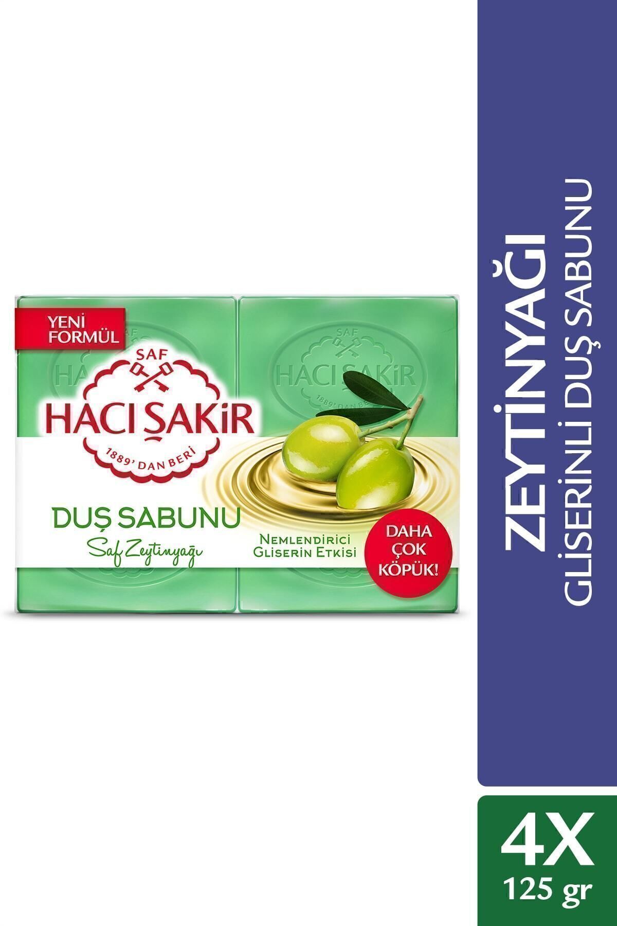 Hacı Şakir Zeytinyağı Gliserinli Saf Zeytinyağı Duş Sabunu 4x125 gr