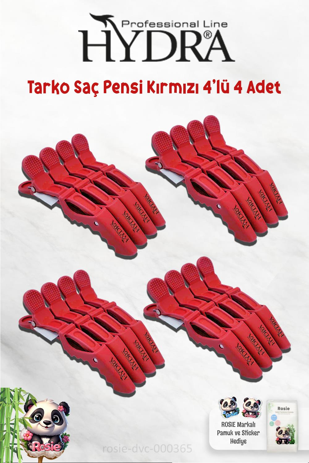 4 Adet Tarko Hydra 2192 Saç Pensi 4 Lü Kırmızı ve ROSIE