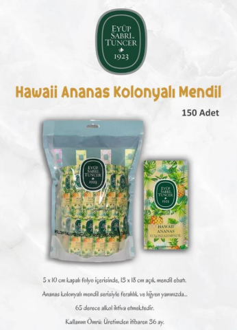 150'li Ananas, Limon 50'li ve 150'li Kolonyalı Mendil, Bodrum Mandalina Losyon 280 ml ve Rosie