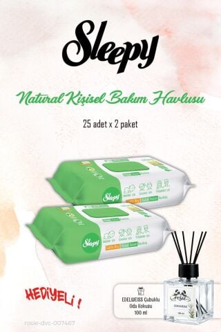 Sleepy Natural 25'li Kişisel Bakım Havlusu 2 Paket ve ROSIE Koku