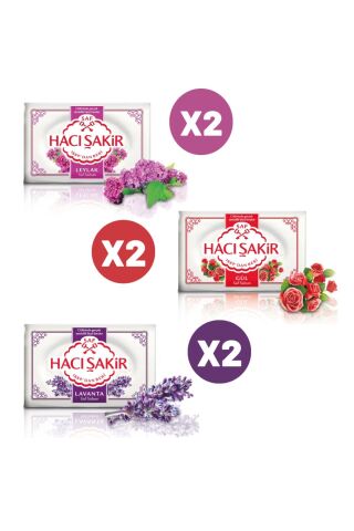 Hacı Şakir Hacı Şakır 150 Grm Lavanta *2 Adet,gül *2 Adet,leylak*2 Adet Kokulu Katı Sabun