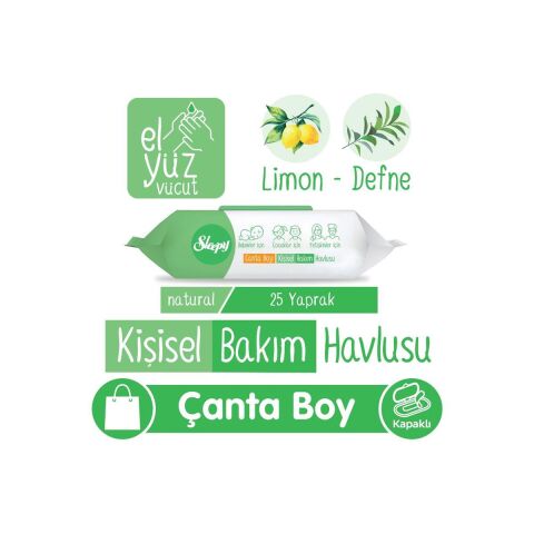 Sleepy 5 Paket, Natural 25'li Kişisel Bakım Havlusu ve ROSIE Koku