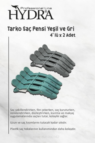 Tarko Hydra 2192 Saç Pensi 4 Lü Yeşil, 4'lü Gri ve ROSIE