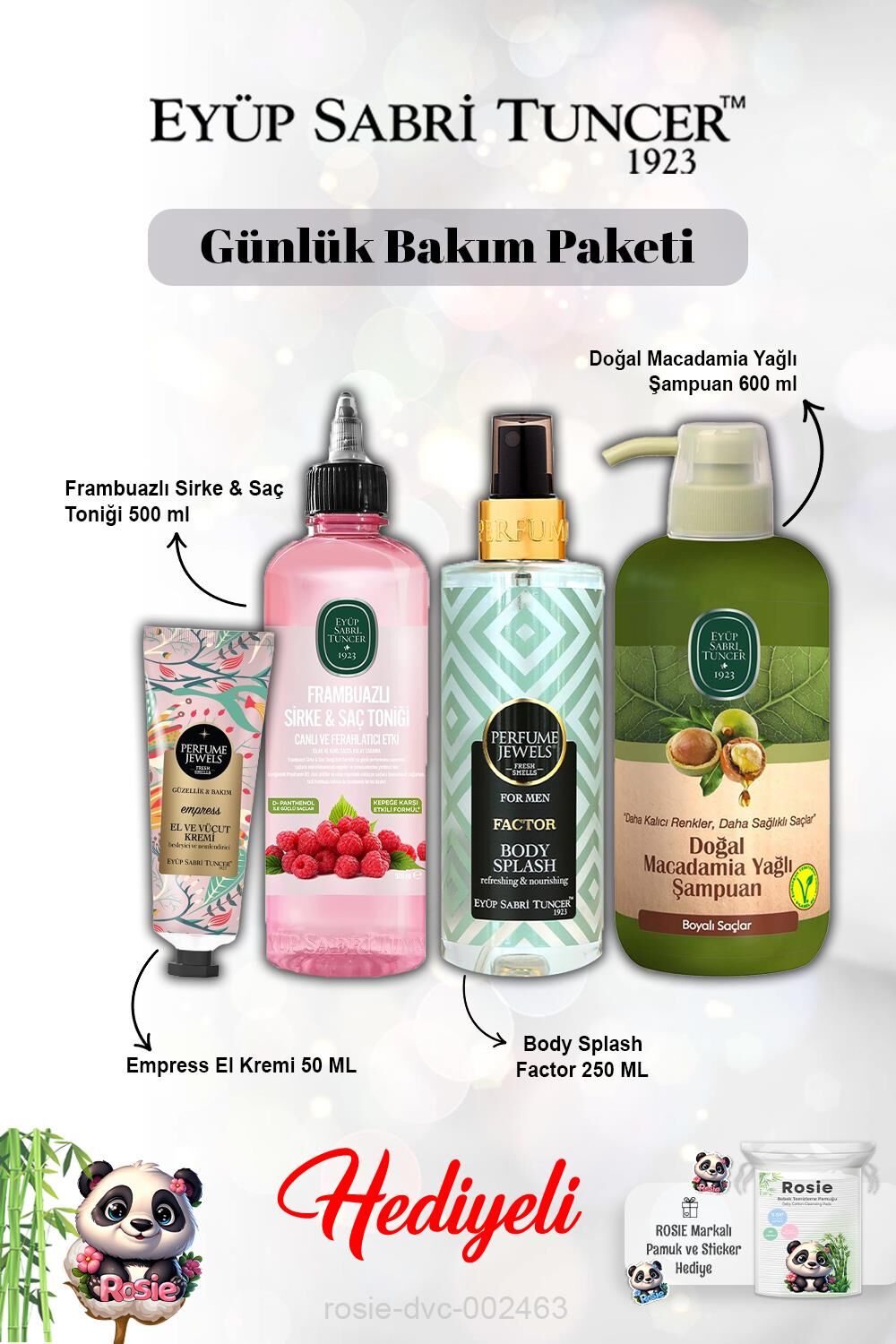 The Empress Krem, Vücut Spreyi Splash Factor, Frambuaz Tonik, Macadamia Şampuan ve Rosie