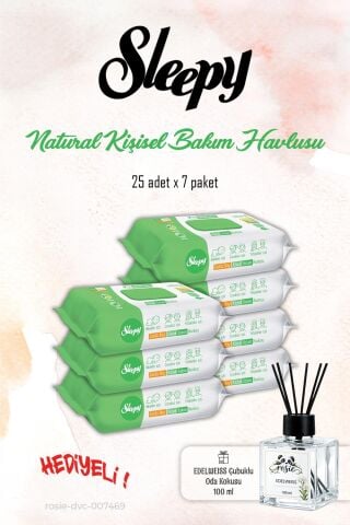 Sleepy 7 Paket, Kişisel Bakım Havlusu Natural 25'li ve ROSIE Koku