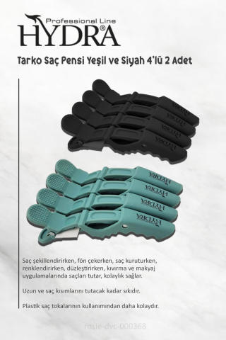 Tarko Hydra 2192 Saç Pensi 4 Lü Yeşil, 4'lü Siyah ve ROSIE