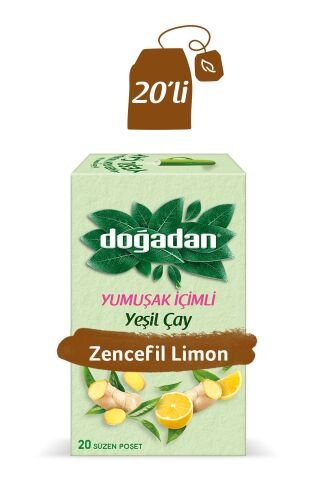 Doğadan Yeşil Çay Yumuşak İçimli Zencefil Limon 20 li