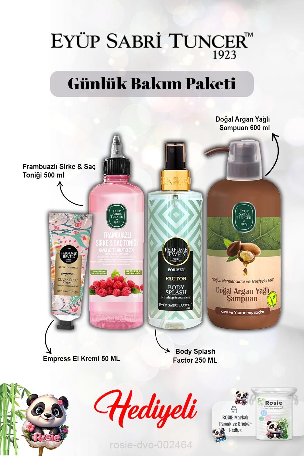 Krem The Empress, Argan Şampuan, Vücut Spreyi Splash Factor, Frambuaz Tonik ve Rosie