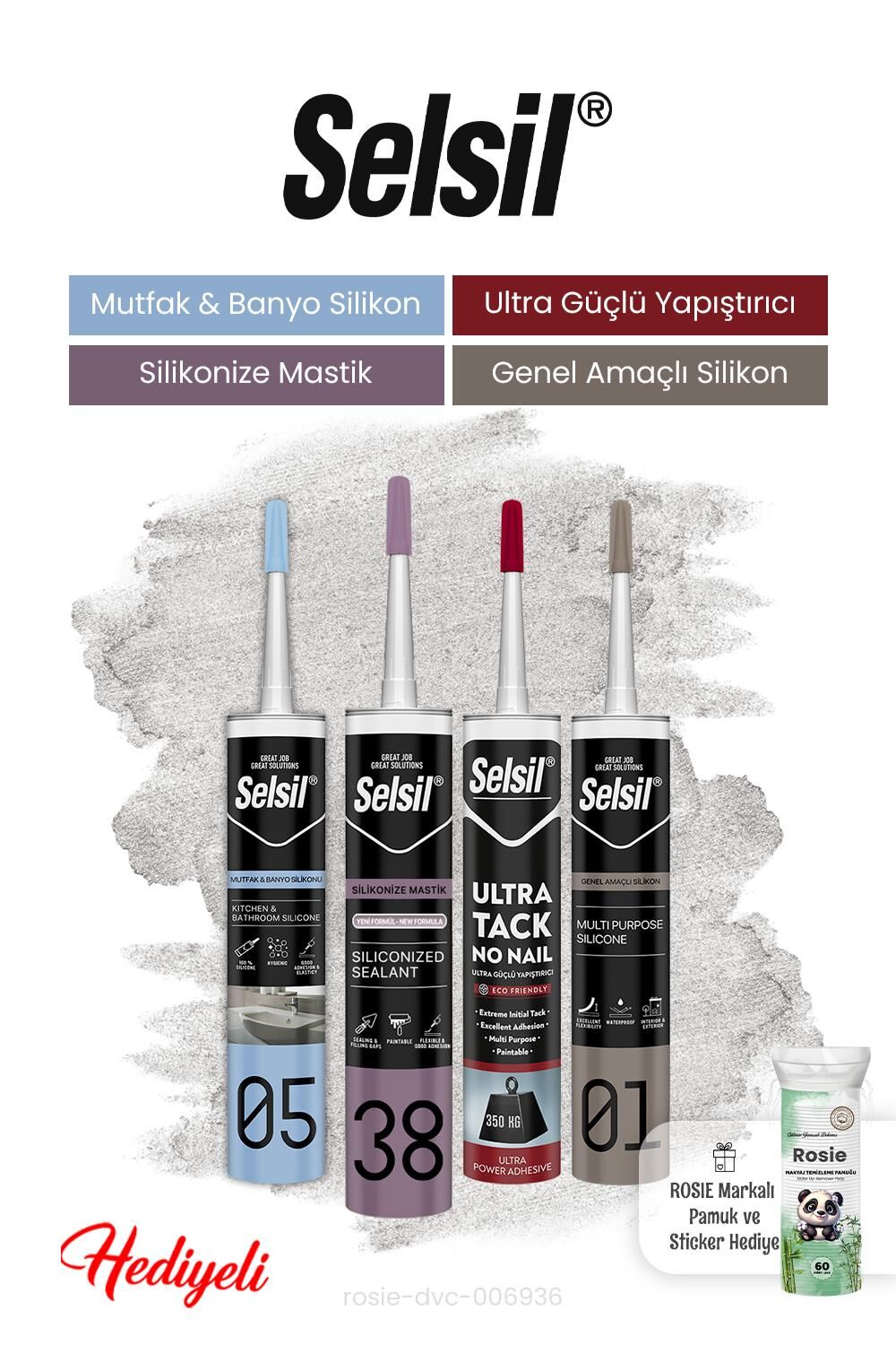 Selsil Silikon Ailesi 4 'lü ve Rosie Pamuk