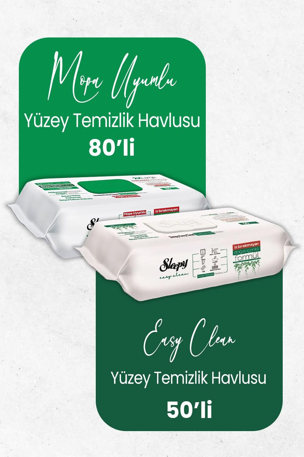 Sleepy Easy Clean Mopa Uyumlu 80 Yaprak ve 50 Yaprak Yüzey Temizlik Havlusu