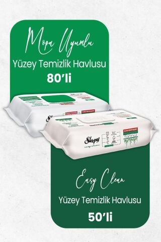 Sleepy Easy Clean Mopa Uyumlu 80 Yaprak ve 50 Yaprak Yüzey Temizlik Havlusu