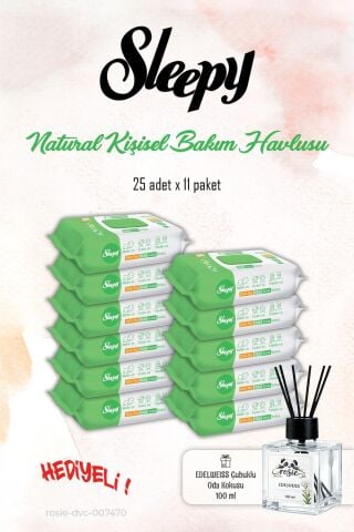 Sleepy Kişisel Bakım Havlusu 11 Paket, Natural 25'li ve ROSIE Koku