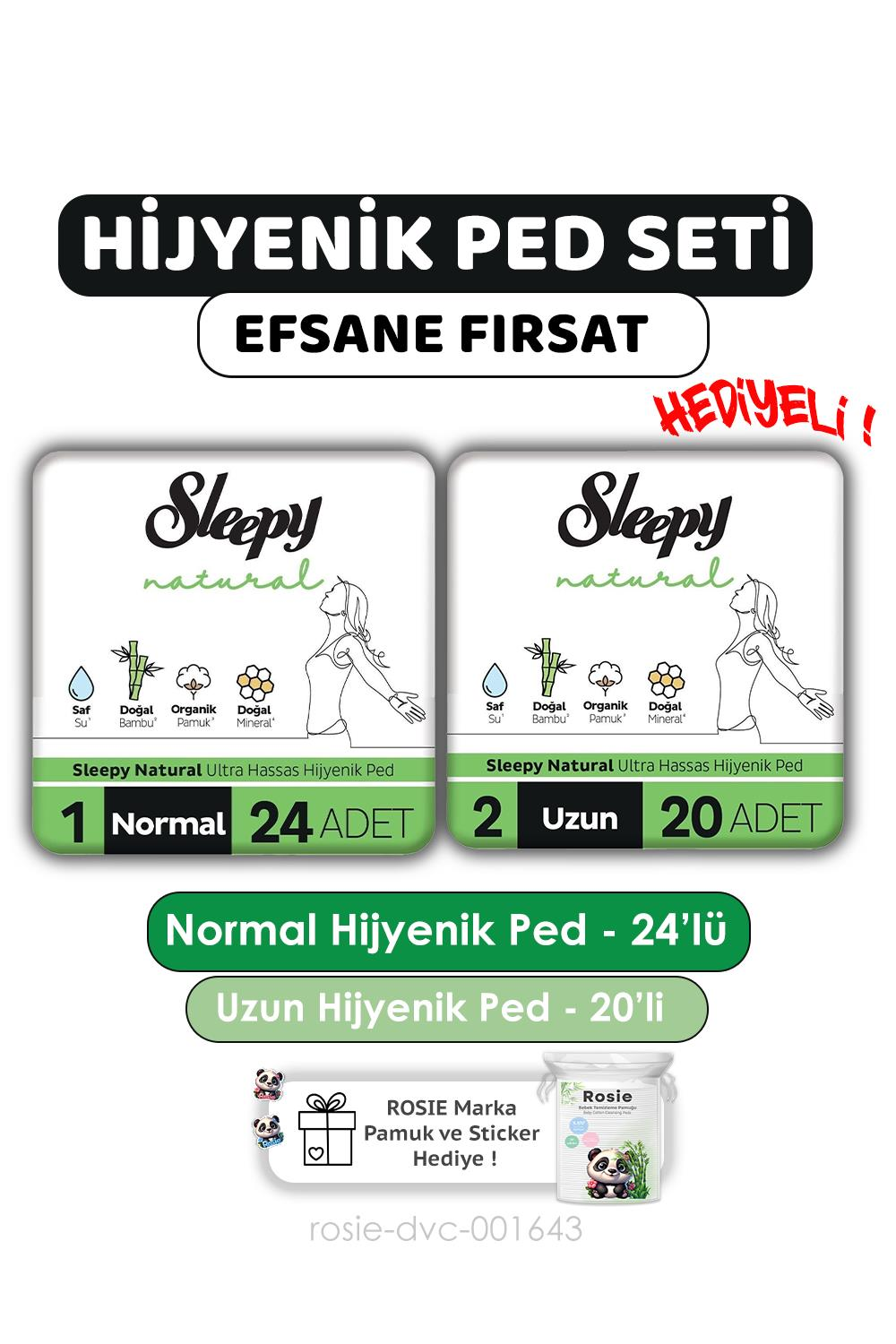 Sleepy Natural Ped Eko Normal 24 Lü + Günlük Uzun 40 Lı ve ROSIE