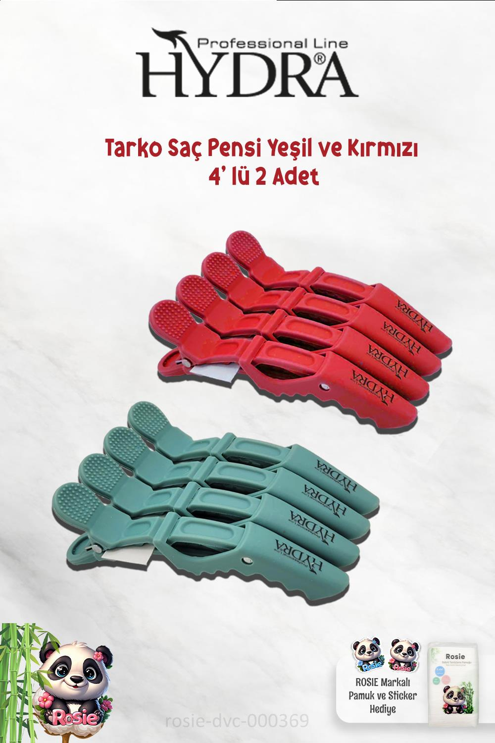 Tarko Hydra 2192 Saç Pensi 4 Lü Yeşil, 4'lü Kırmızı ve ROSIE