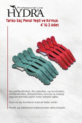 Tarko Hydra 2192 Saç Pensi 4 Lü Yeşil, 4'lü Kırmızı ve ROSIE
