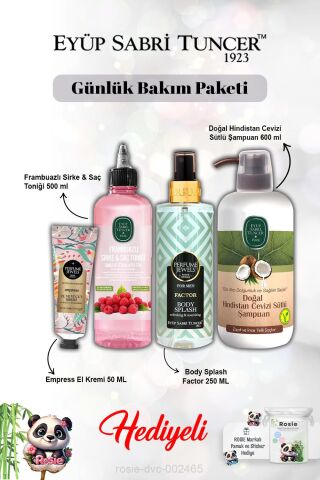 Frambuaz Tonik, Krem The Empress, Hindistan Cevizli Şampuan, Vücut Spreyi Splash Factor ve Rosie