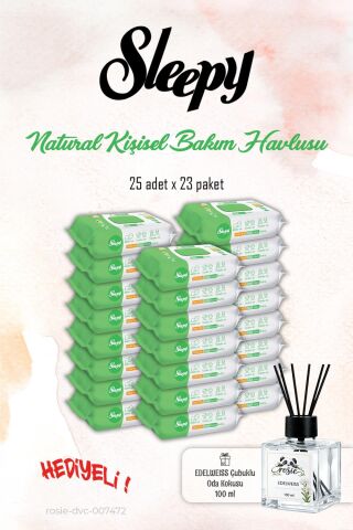 23 Paket Sleepy Kişisel Bakım Havlusu, Natural 25'li ve ROSIE Koku