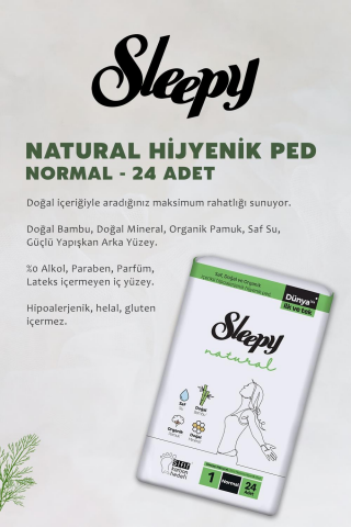 Sleepy Natural Süper Eko Normal Hijyenik Ped 24'lü X2 ve ROSIE