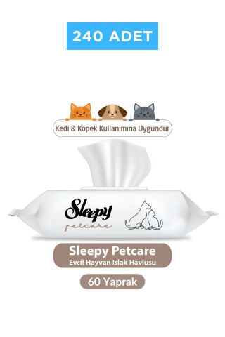 Sleepy Çiş Pedi Petcare 120 Adet Kedi Ve Köpek Islak Havlusu 240 Adet - Petcare Bakım