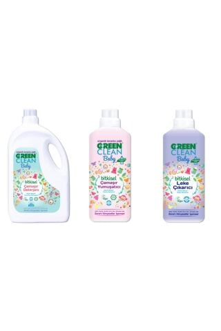 Green Clean Bitkisel Baby Çamaşır Deterjanı 2750ml+baby Yumuşatıcı 1000ml+Baby Leke Çıkarıcı 1000ml