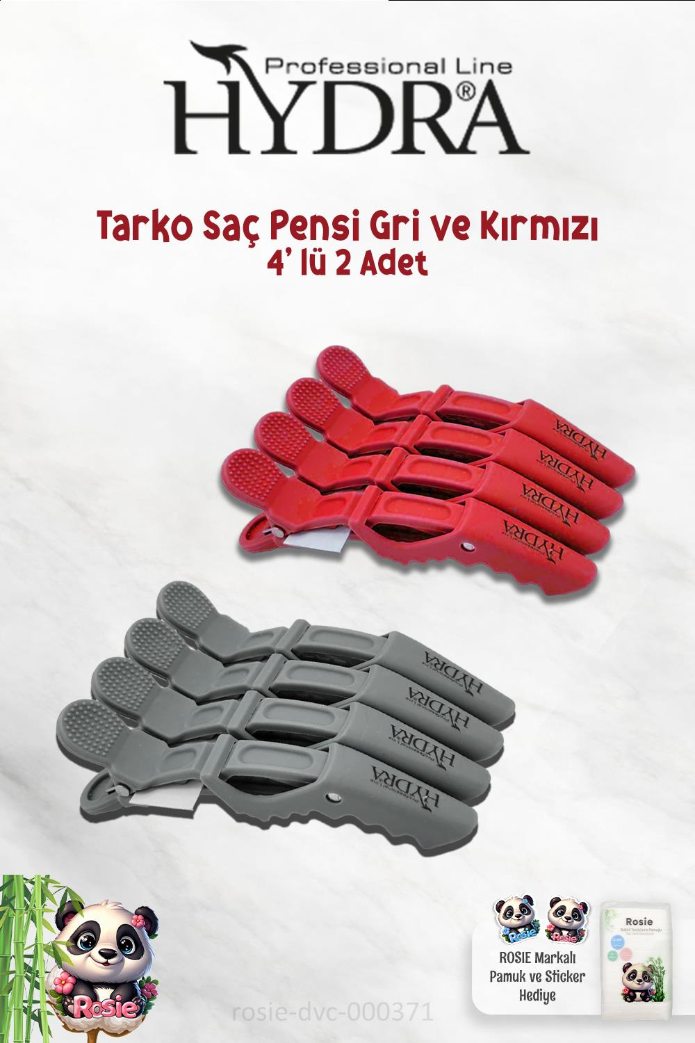 Tarko Hydra 2192 Saç Pensi 4 Lü Gri, 4'lü Kırmızı ve ROSIE