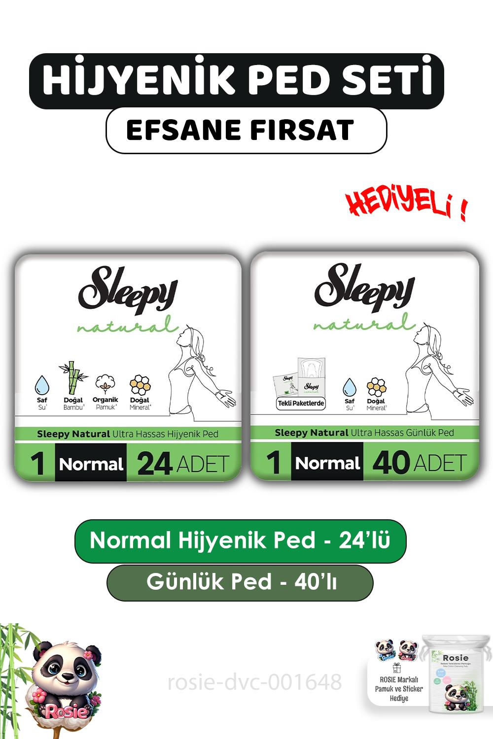 Sleepy normal ped 24 lü +günlük ped 40 lı ve ROSIE