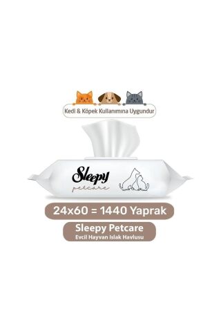 Sleepy Petcare Evcil Hayvan Islak Havlusu 24x60 1440 Yaprak