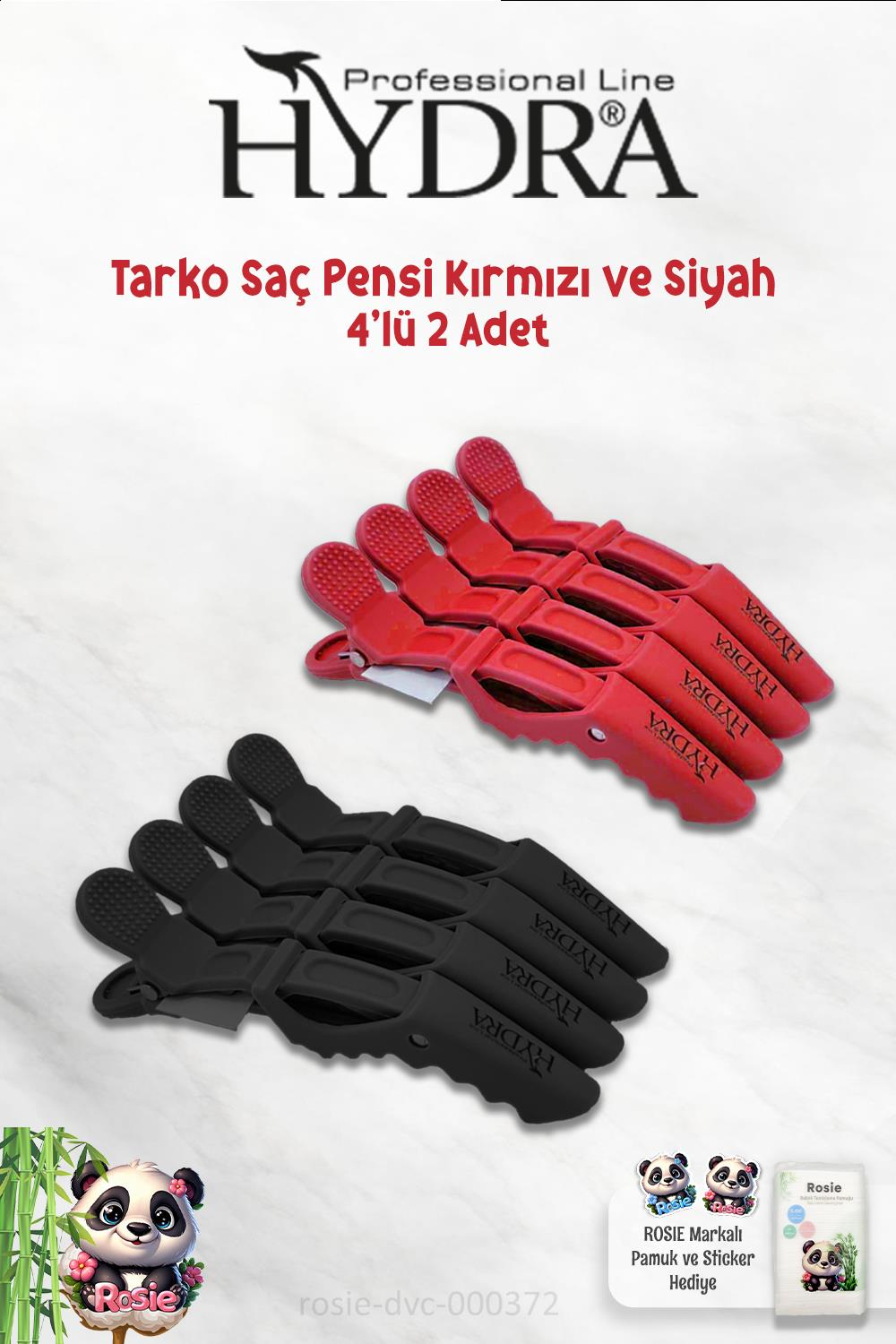 Tarko Hydra 2192 Saç Pensi 4 Lü Siyah, 4'lü Kırmızı ve ROSIE
