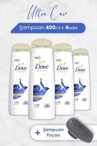 Dove Ultra Care Yoğun Onarıcı Şampuan 400 ml x 4 Adet ve Şampuan Fırçası