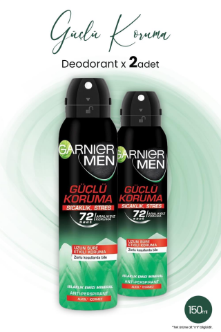 Garnier Men 72H Güçlü Koruma Erkek Deodorant 150 ml x 2 Adet