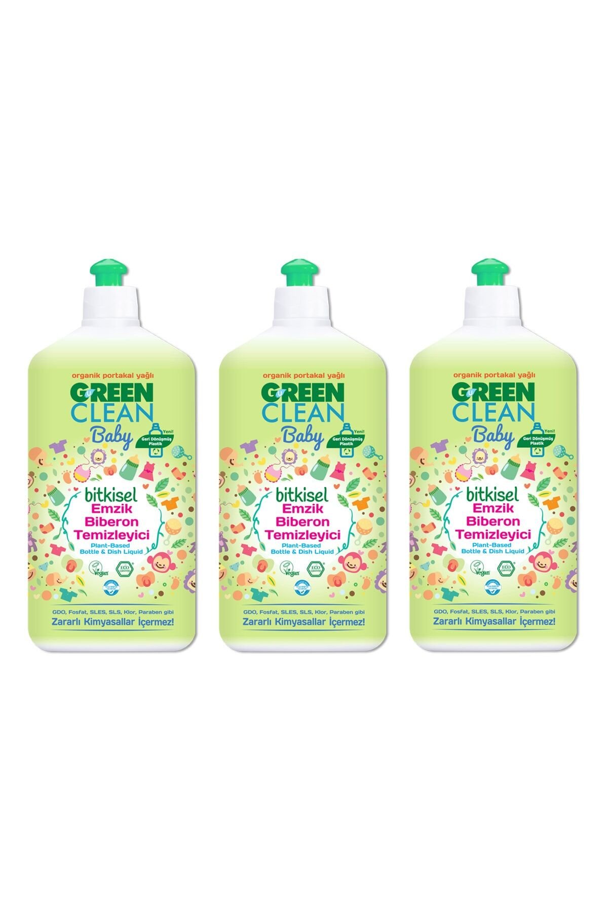 Green Clean Baby Bitkisel Emzik Biberon Temizleyici 500 ml x 3 Adet