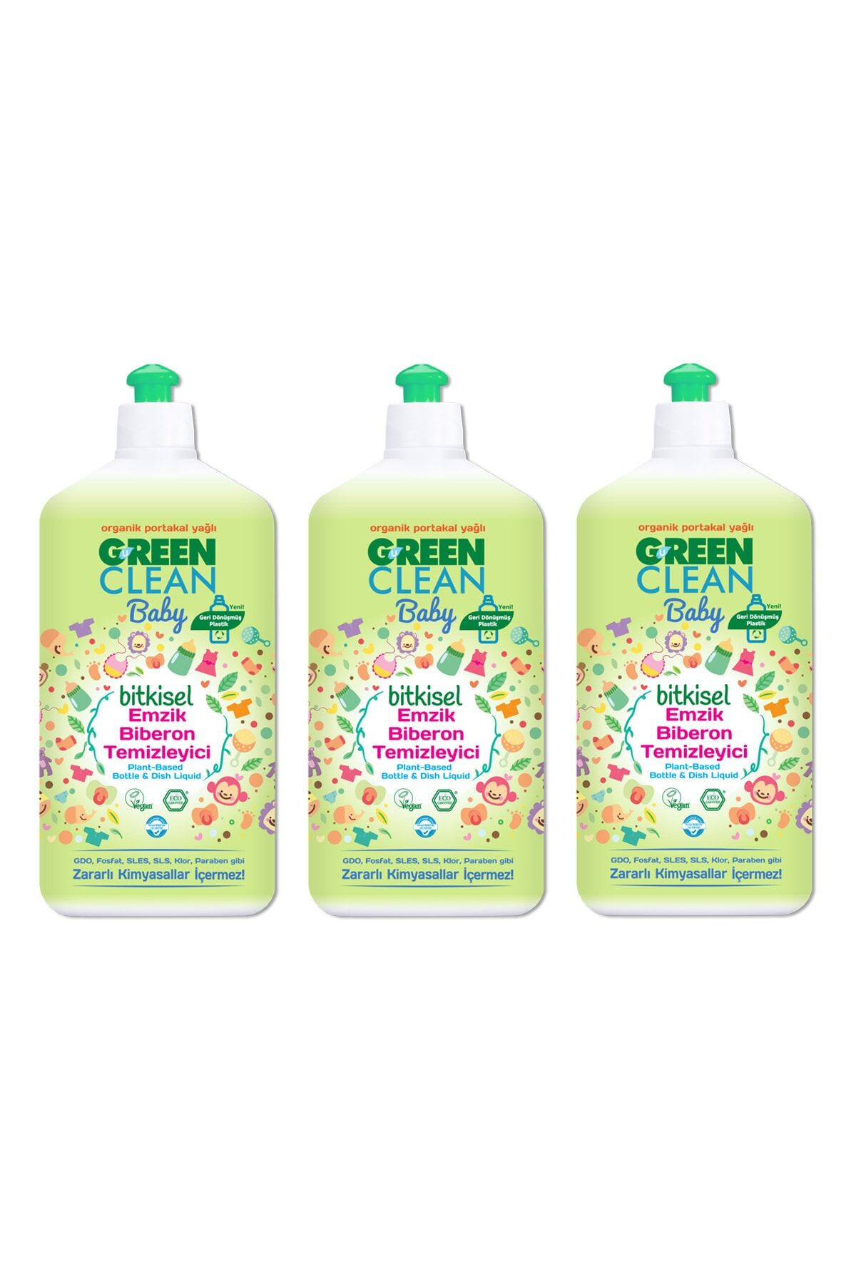 Green Clean Baby Bitkisel Emzik Biberon Temizleyici 500 ml x 3 Adet