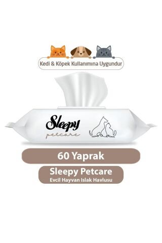 Sleepy Petcare Evcil Hayvan Islak Havlusu 12 Adet X 60 Yaprak