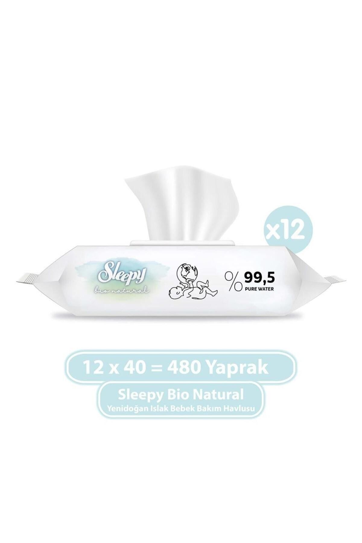 Sleepy Bio Natural Yenidoğan Islak Havlu 40'lı x 12 Adet