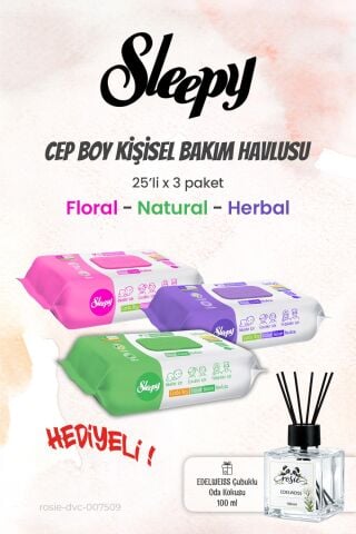 Sleepy Kişisel Temizlik Seti (25 yaprak) 3'lü ve ROSIE Koku