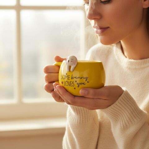 Tavşan Figürlü 3D Seramik Kupa 350 ml