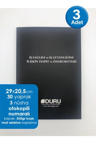 DURU OSGB İş Sağlığı ve Güvenliği Defteri Otokopili x 3 Adet