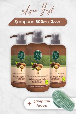Eyüp Sabri Tuncer Argan Yağlı Şampuan 600 ml x 3 Adet ve Şampuan Fırçası
