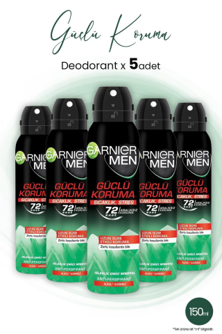 Garnier Men 72H Güçlü Koruma Erkek Deodorant 150 ml x 5 Adet