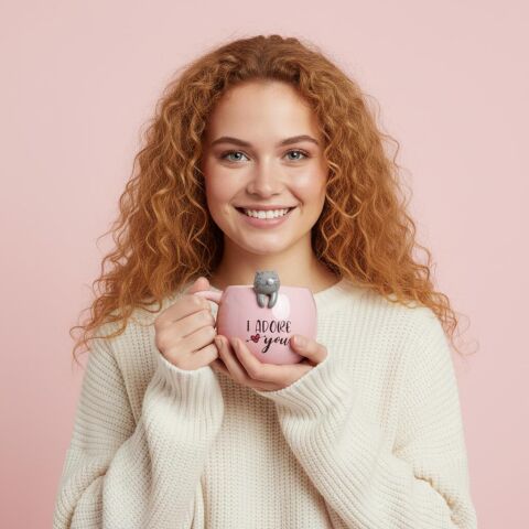 Kedi Figürlü 3D Seramik Kupa 350 ml